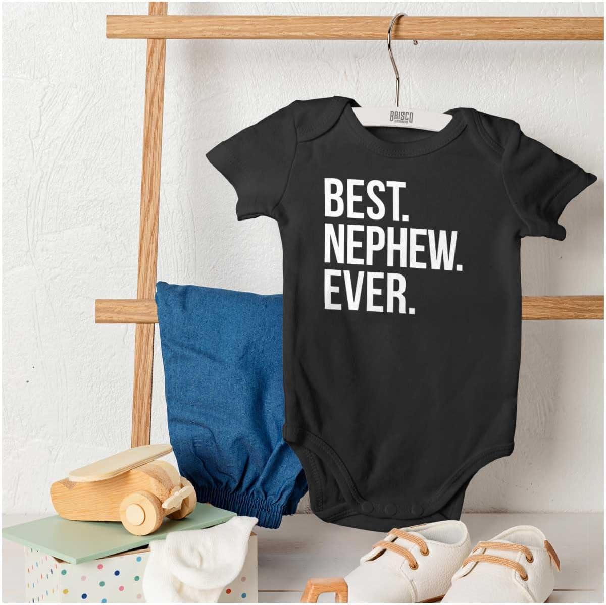 imageBrisco Brands Best Nephew Ever Family Aunt Uncle Baby Bodysuit Jumper BoysBlack