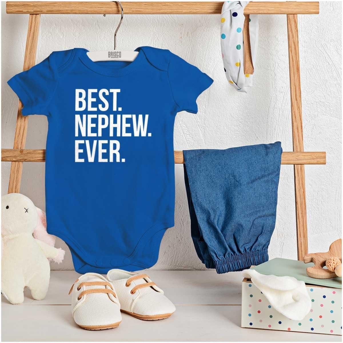 imageBrisco Brands Best Nephew Ever Family Aunt Uncle Baby Bodysuit Jumper BoysRoyal