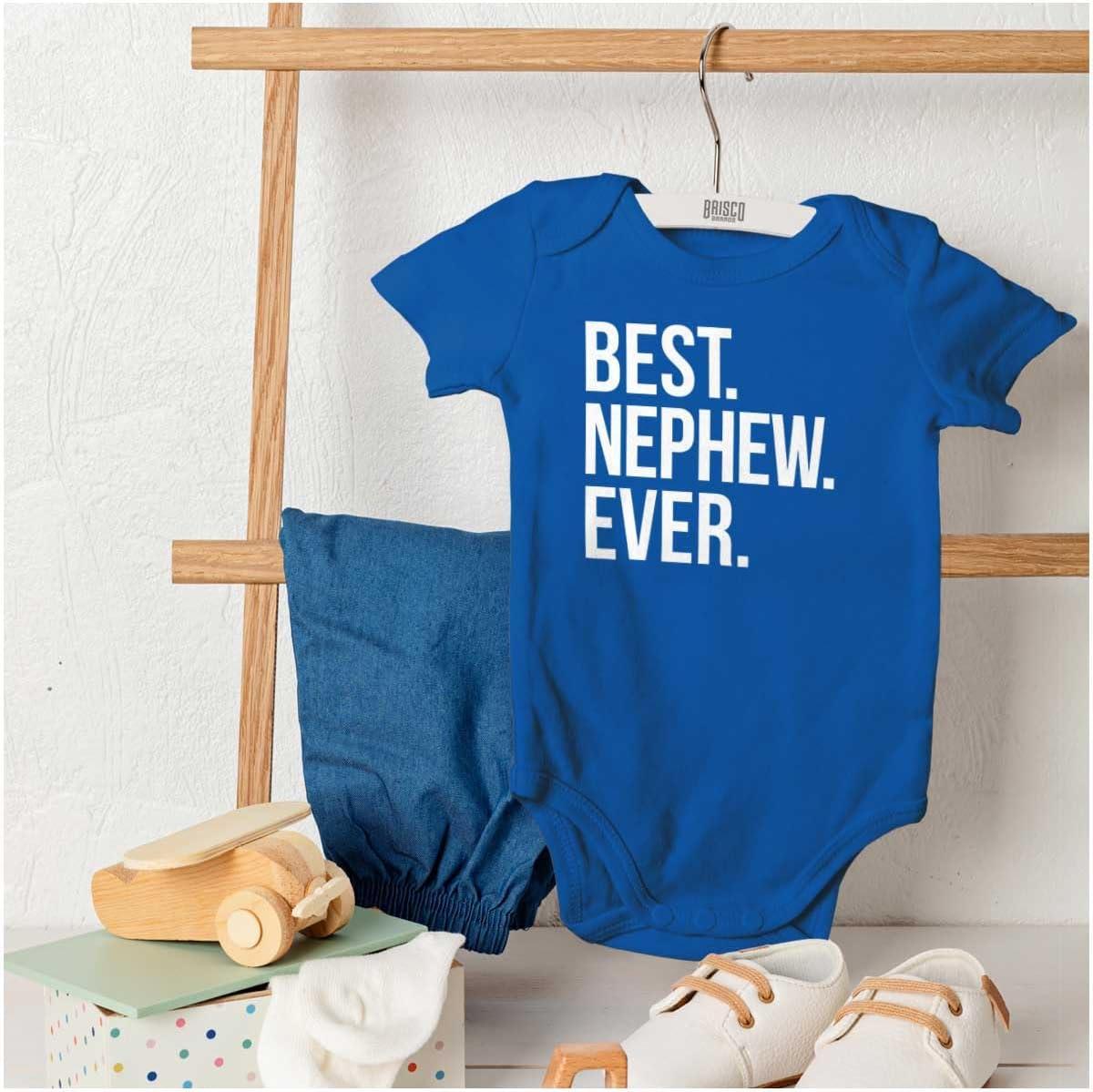 imageBrisco Brands Best Nephew Ever Family Aunt Uncle Baby Bodysuit Jumper BoysRoyal