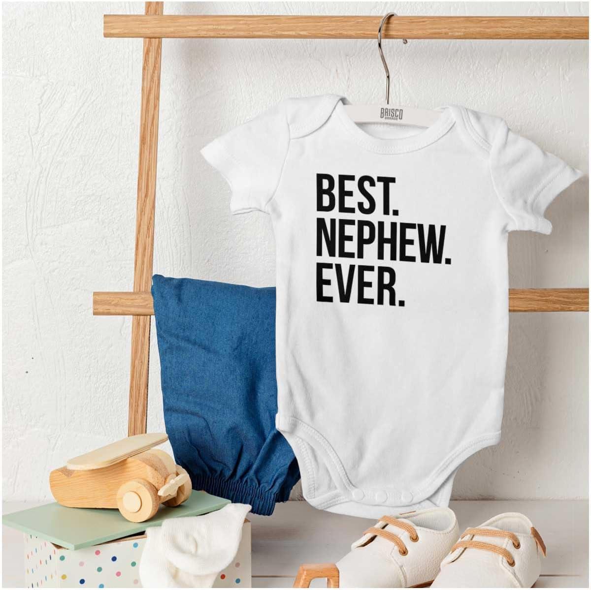 imageBrisco Brands Best Nephew Ever Family Aunt Uncle Baby Bodysuit Jumper BoysWhite