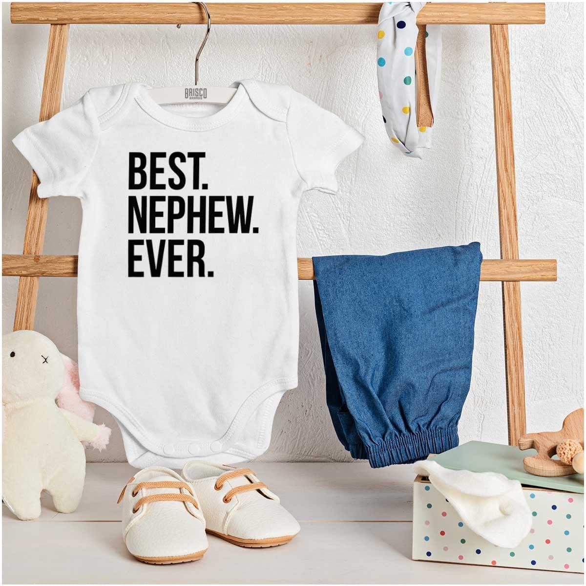 imageBrisco Brands Best Nephew Ever Family Aunt Uncle Baby Bodysuit Jumper BoysWhite