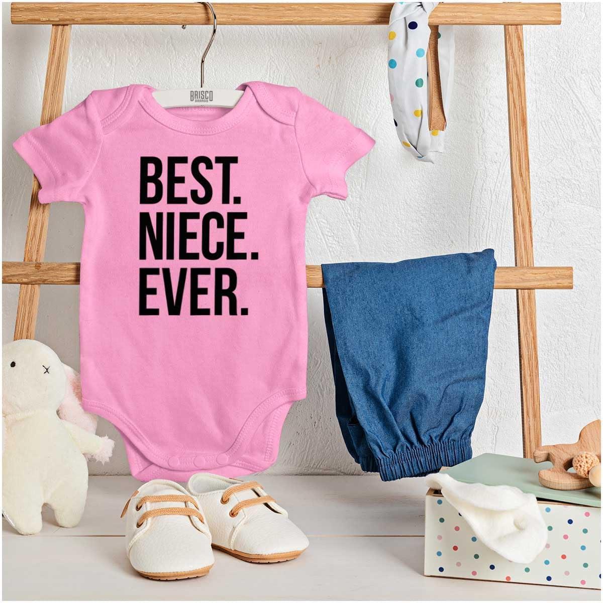 imageBrisco Brands Best Niece Ever Cute Family Relative Baby Bodysuit Jumper GirlsPink