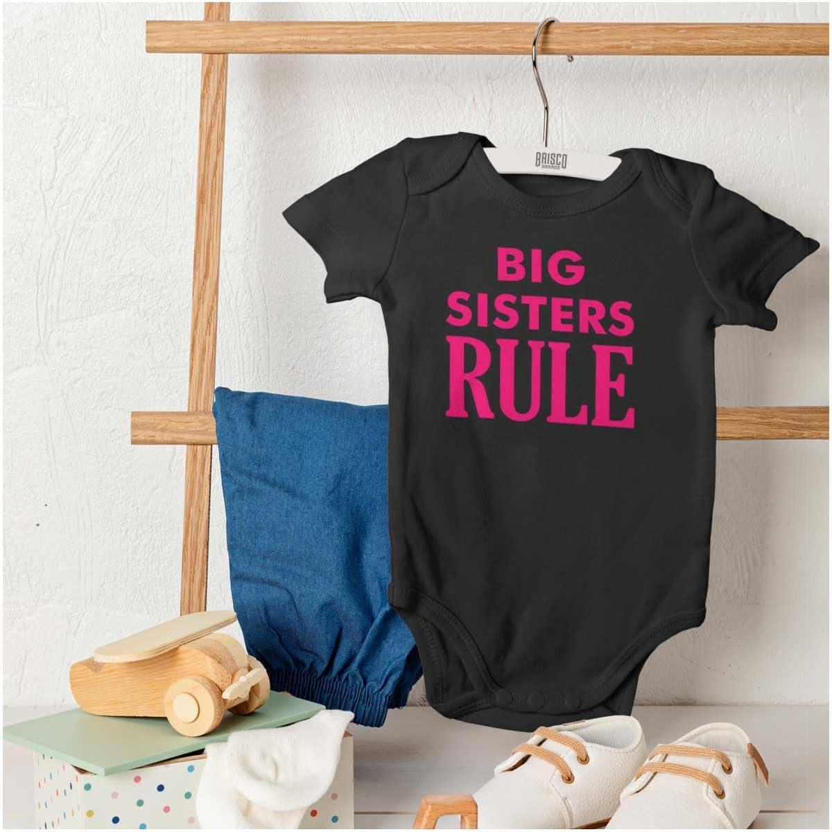 imageBrisco Brands Big Sister Rule Older Sis Family Love Baby Bodysuit Jumper GirlsBlack