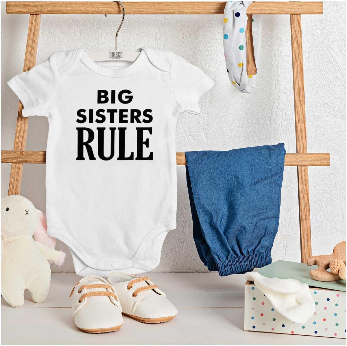 imageBrisco Brands Big Sister Rule Older Sis Family Love Baby Bodysuit Jumper GirlsWhite