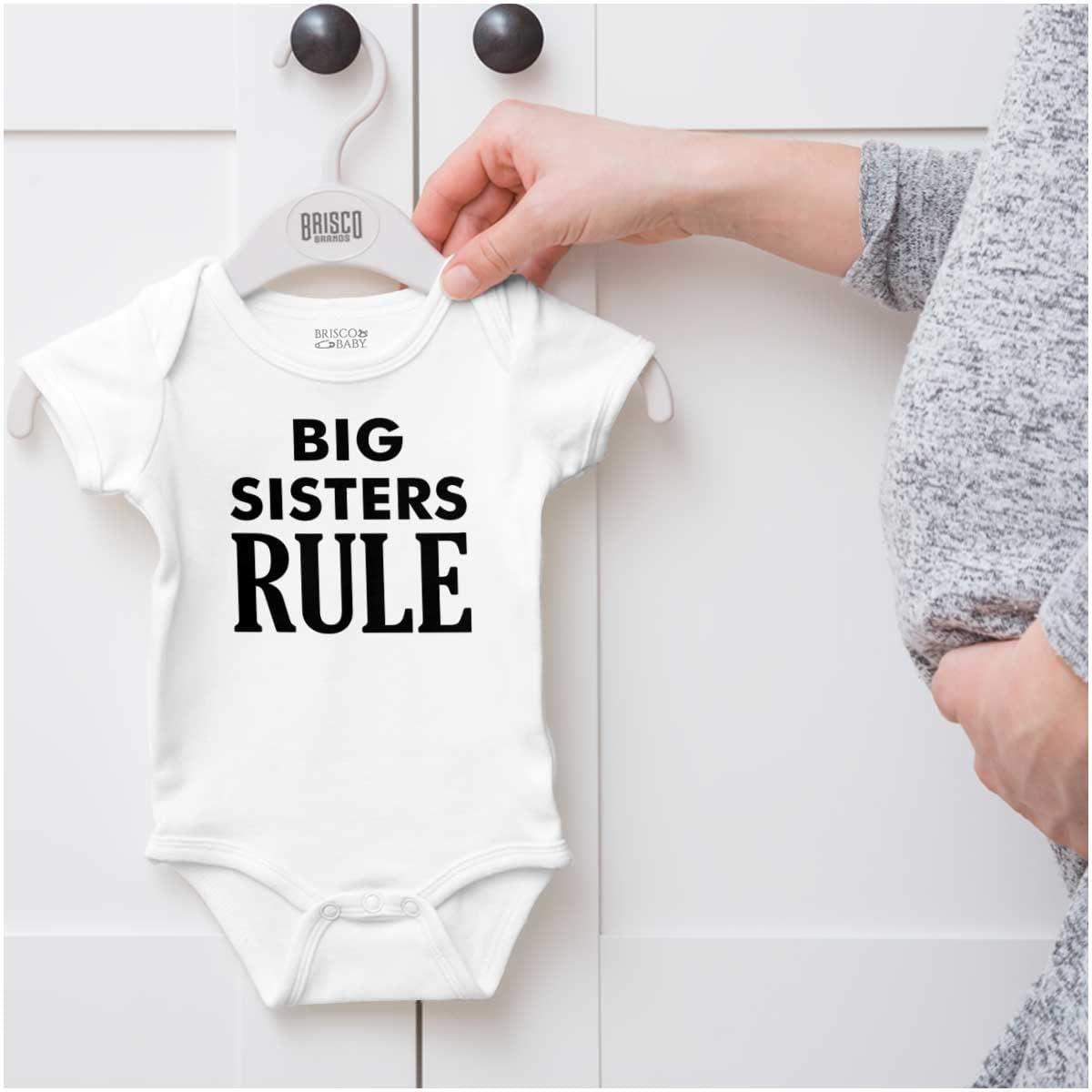imageBrisco Brands Big Sister Rule Older Sis Family Love Baby Bodysuit Jumper GirlsWhite