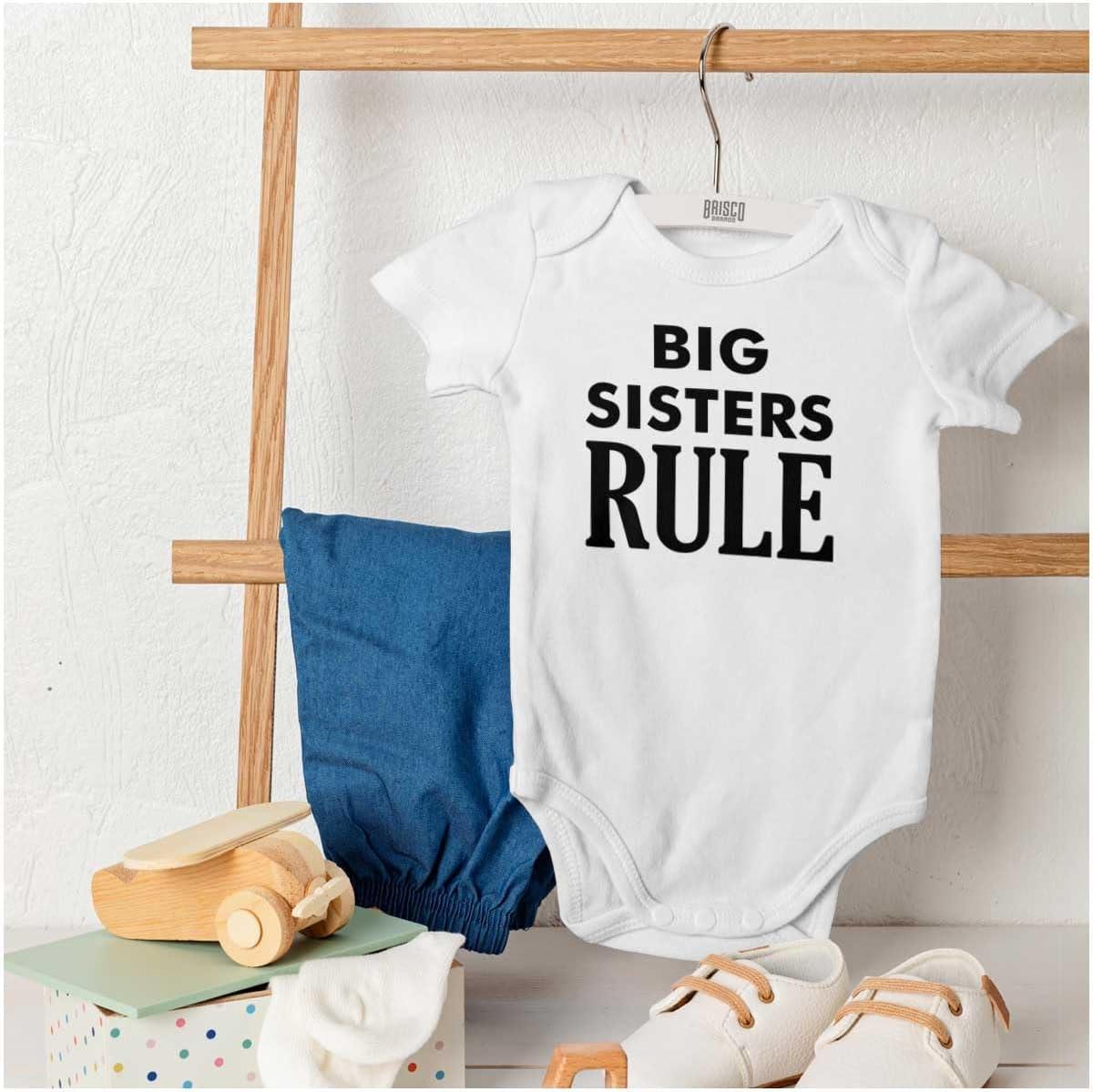 imageBrisco Brands Big Sister Rule Older Sis Family Love Baby Bodysuit Jumper GirlsWhite