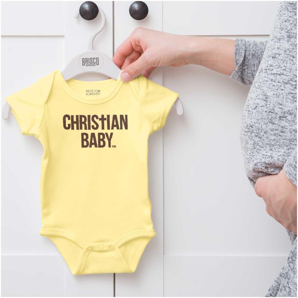 imageBrisco Brands Christian Baby Baptism Christening Baby Romper Boys or GirlsBanana