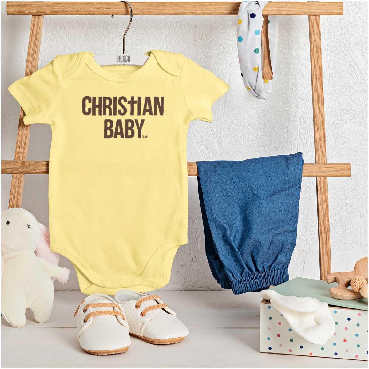 imageBrisco Brands Christian Baby Baptism Christening Baby Romper Boys or GirlsBanana