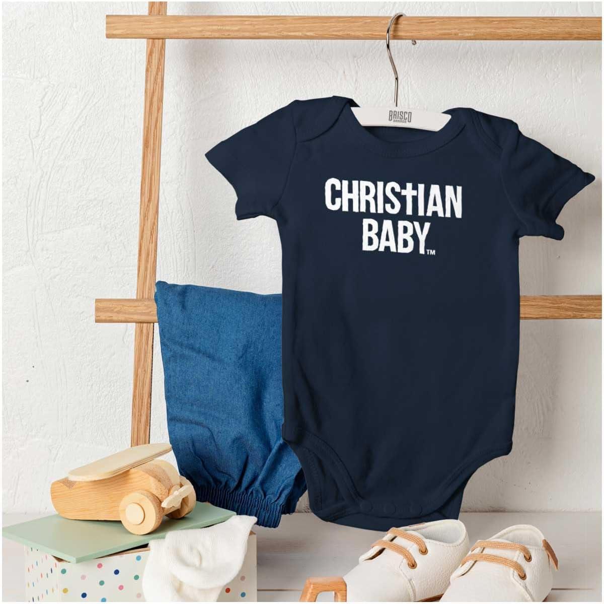 imageBrisco Brands Christian Baby Baptism Christening Baby Romper Boys or GirlsNavy