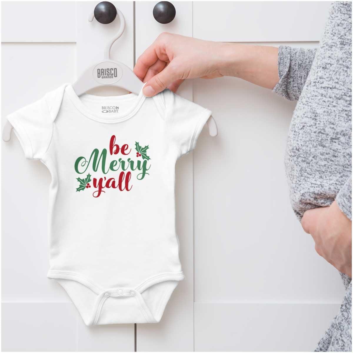 imageBrisco Brands Christmas Be Merry Yall Holly Baby Bodysuit Jumper GirlsWhite