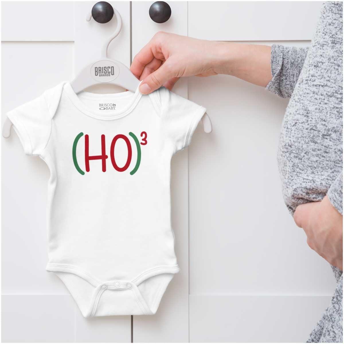 imageBrisco Brands Christmas Hohoho Cubed Mathematical Baby Romper Boys or GirlsWhite