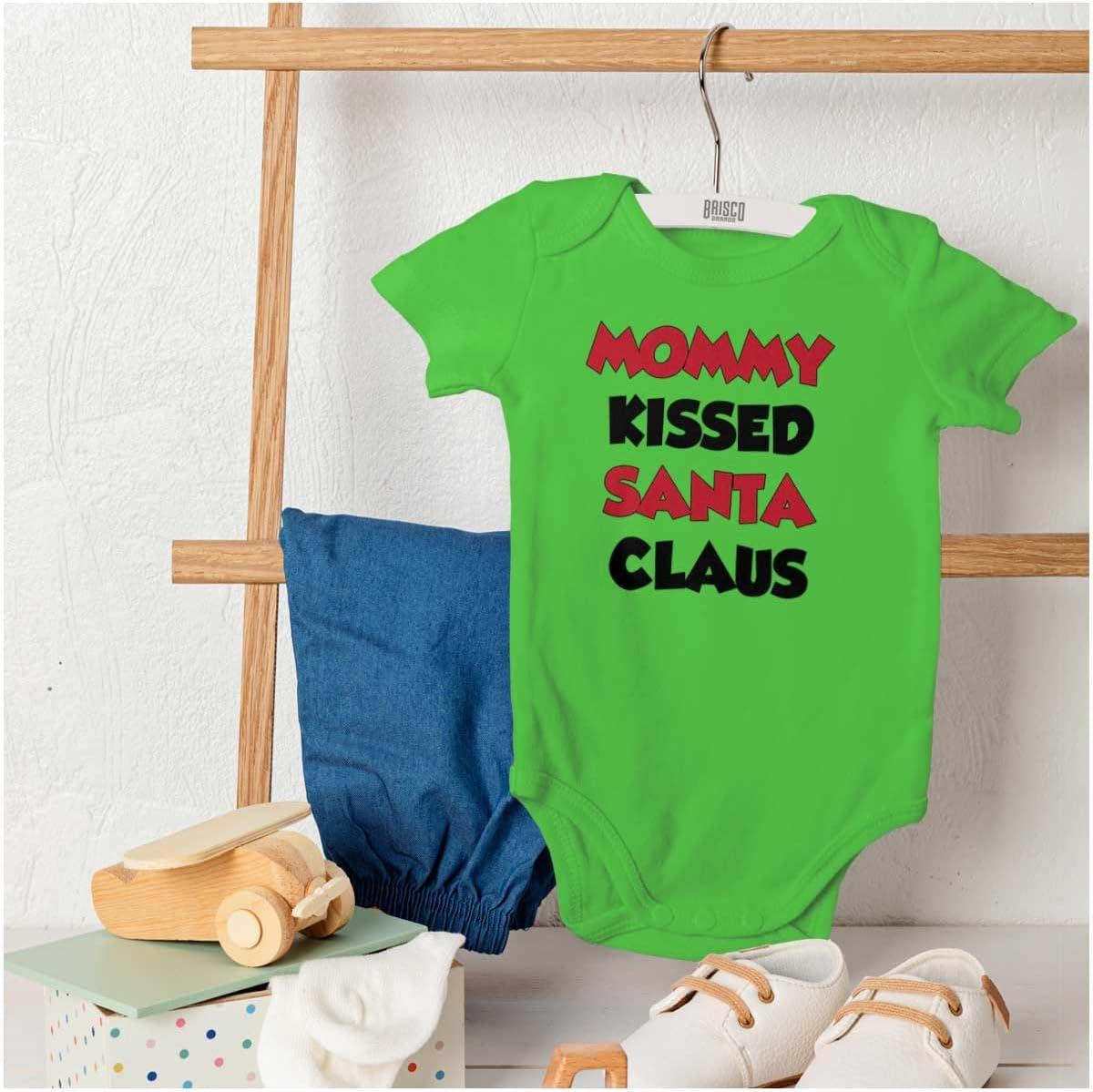imageBrisco Brands Christmas Mommy Kissed Santa Claus Baby Romper Boys or GirlsApple