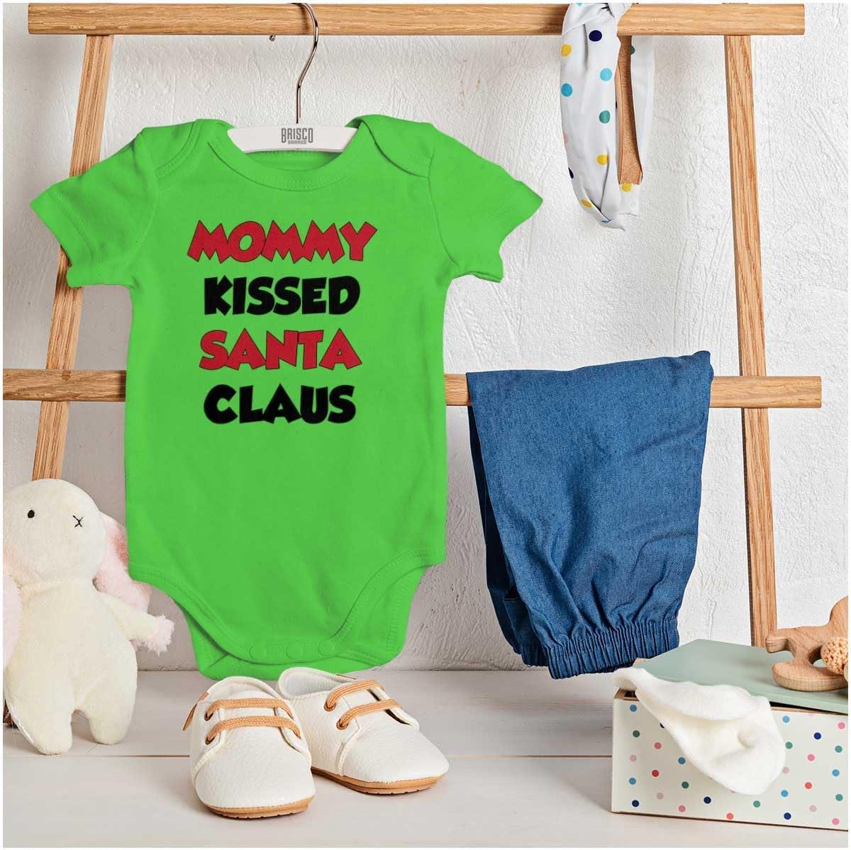 imageBrisco Brands Christmas Mommy Kissed Santa Claus Baby Romper Boys or GirlsApple