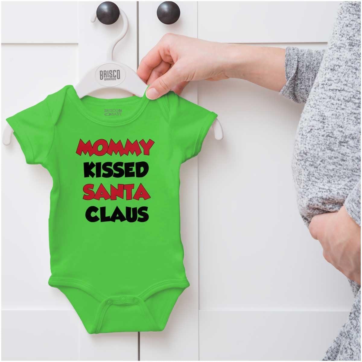 imageBrisco Brands Christmas Mommy Kissed Santa Claus Baby Romper Boys or GirlsApple