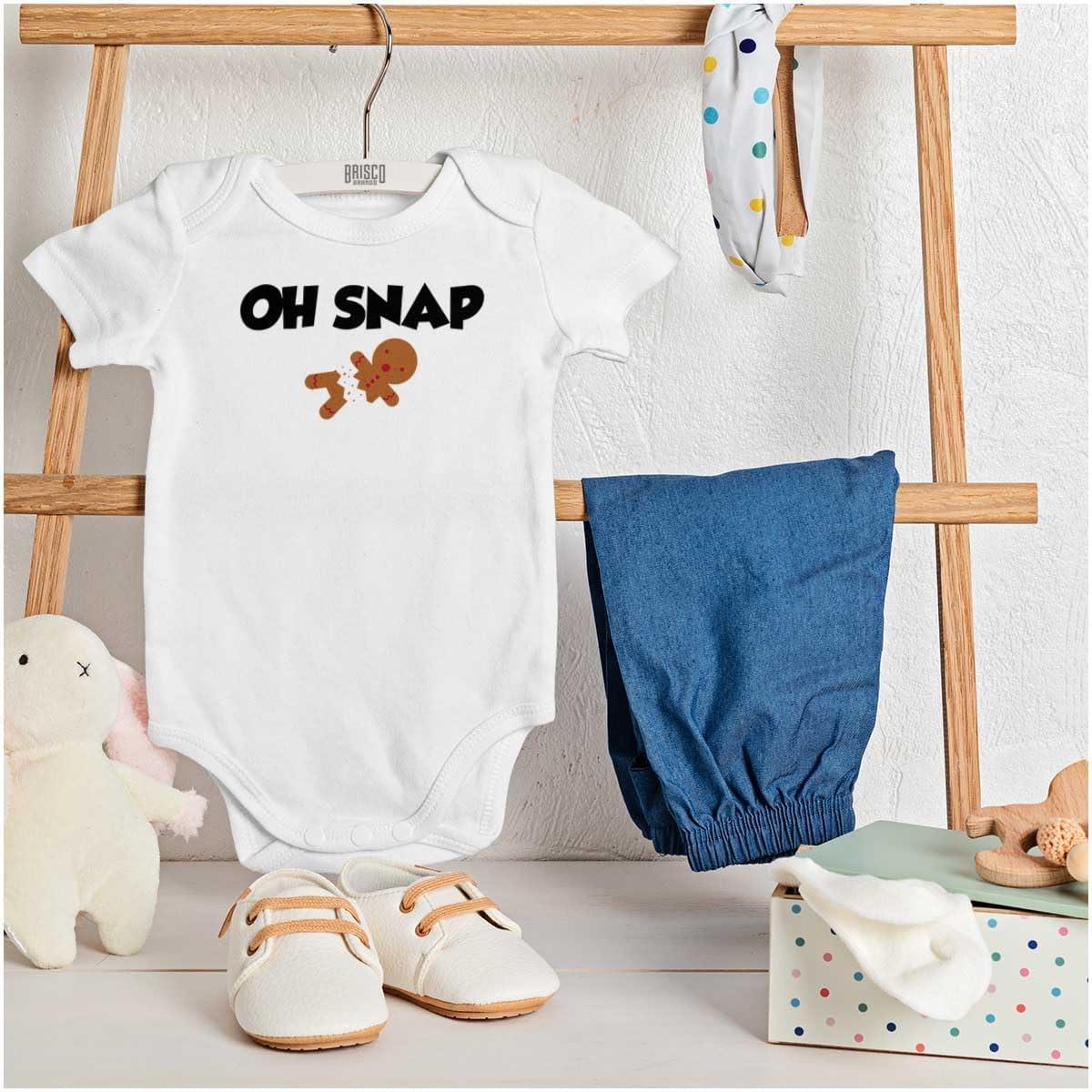imageBrisco Brands Christmas Oh Snap Gingerbread Man Baby Romper Boys or GirlsWhite
