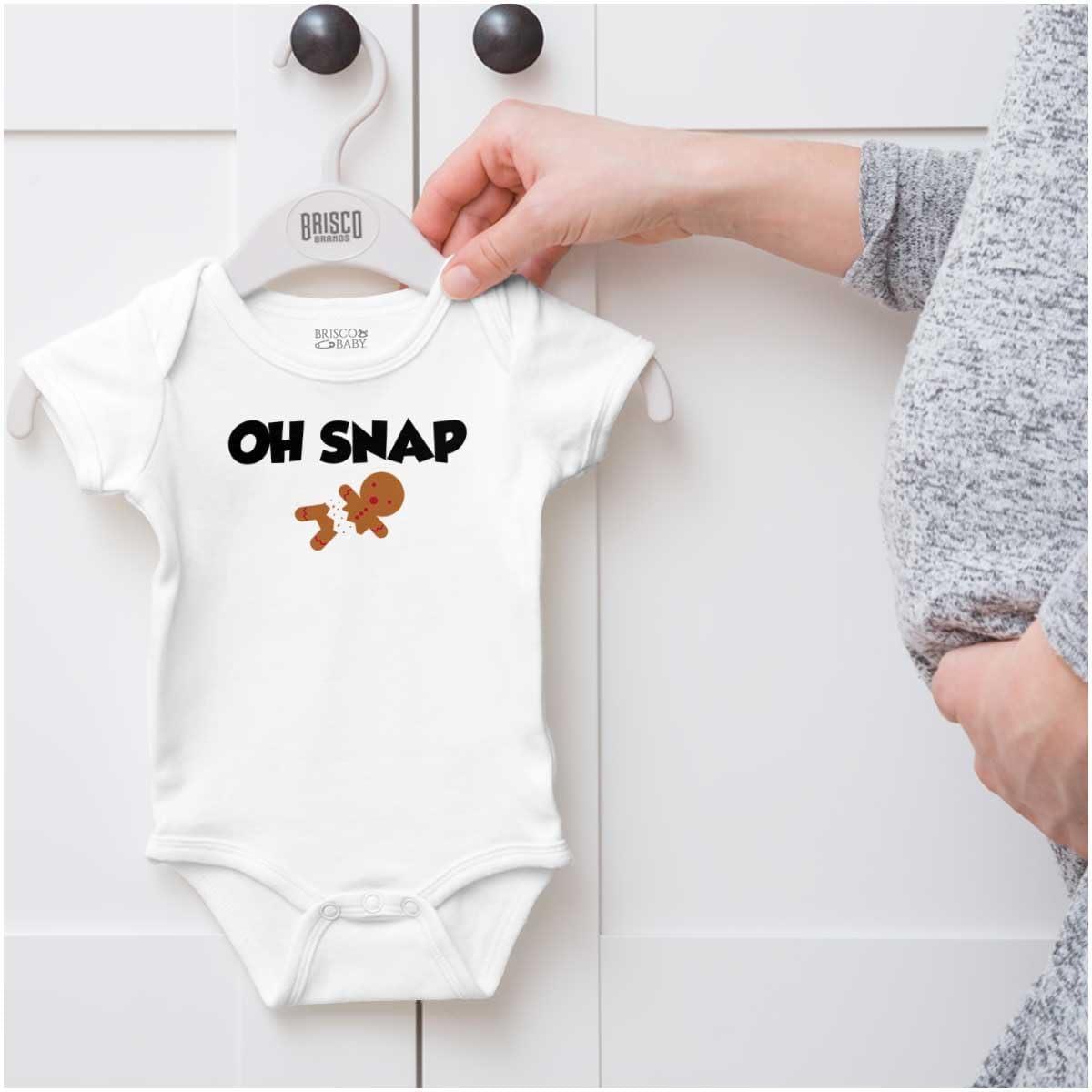 imageBrisco Brands Christmas Oh Snap Gingerbread Man Baby Romper Boys or GirlsWhite