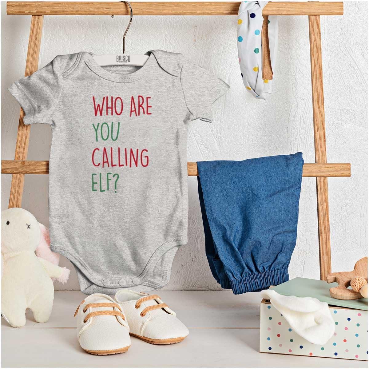 imageBrisco Brands Christmas Who Are You Calling Elf Baby Romper Boys or GirlsHeather
