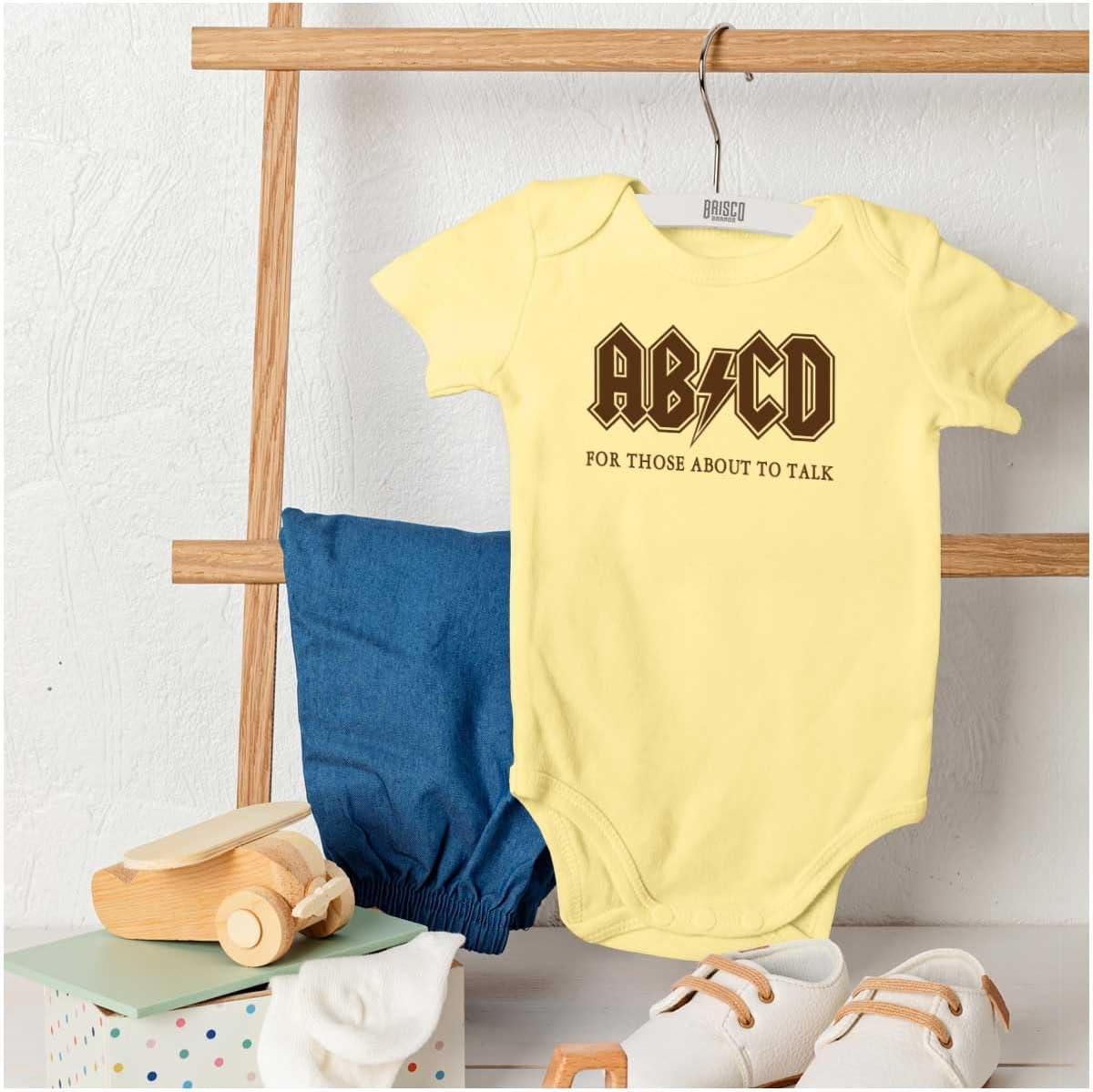 imageBrisco Brands Cutest Lil Rockstar Music Lover ABCD Baby Romper Boys or GirlsAbcd Banana