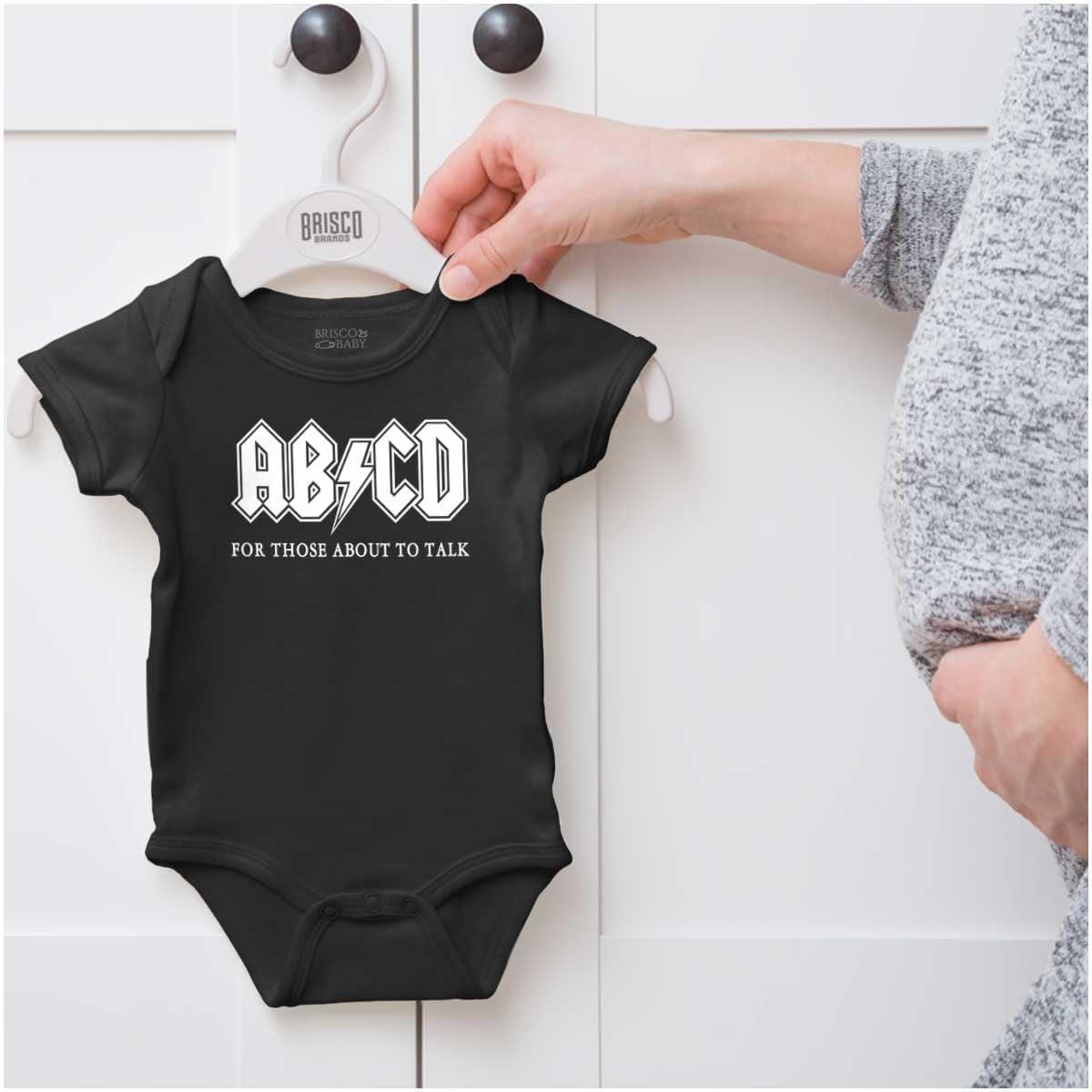 imageBrisco Brands Cutest Lil Rockstar Music Lover ABCD Baby Romper Boys or GirlsAbcd Black