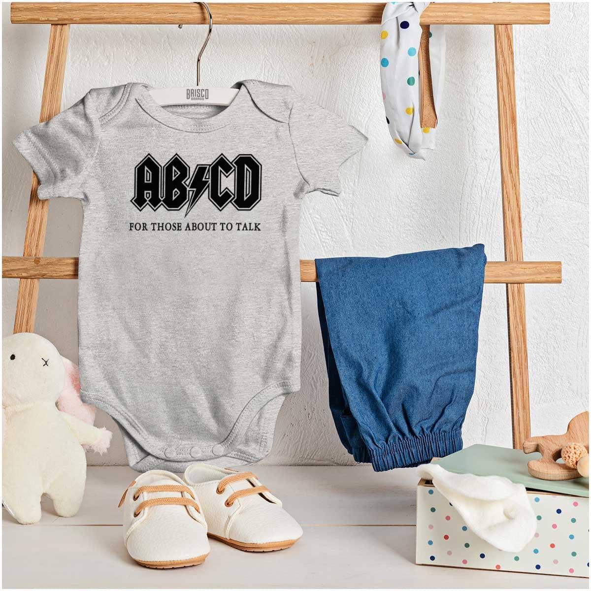 imageBrisco Brands Cutest Lil Rockstar Music Lover ABCD Baby Romper Boys or GirlsAbcd Heather