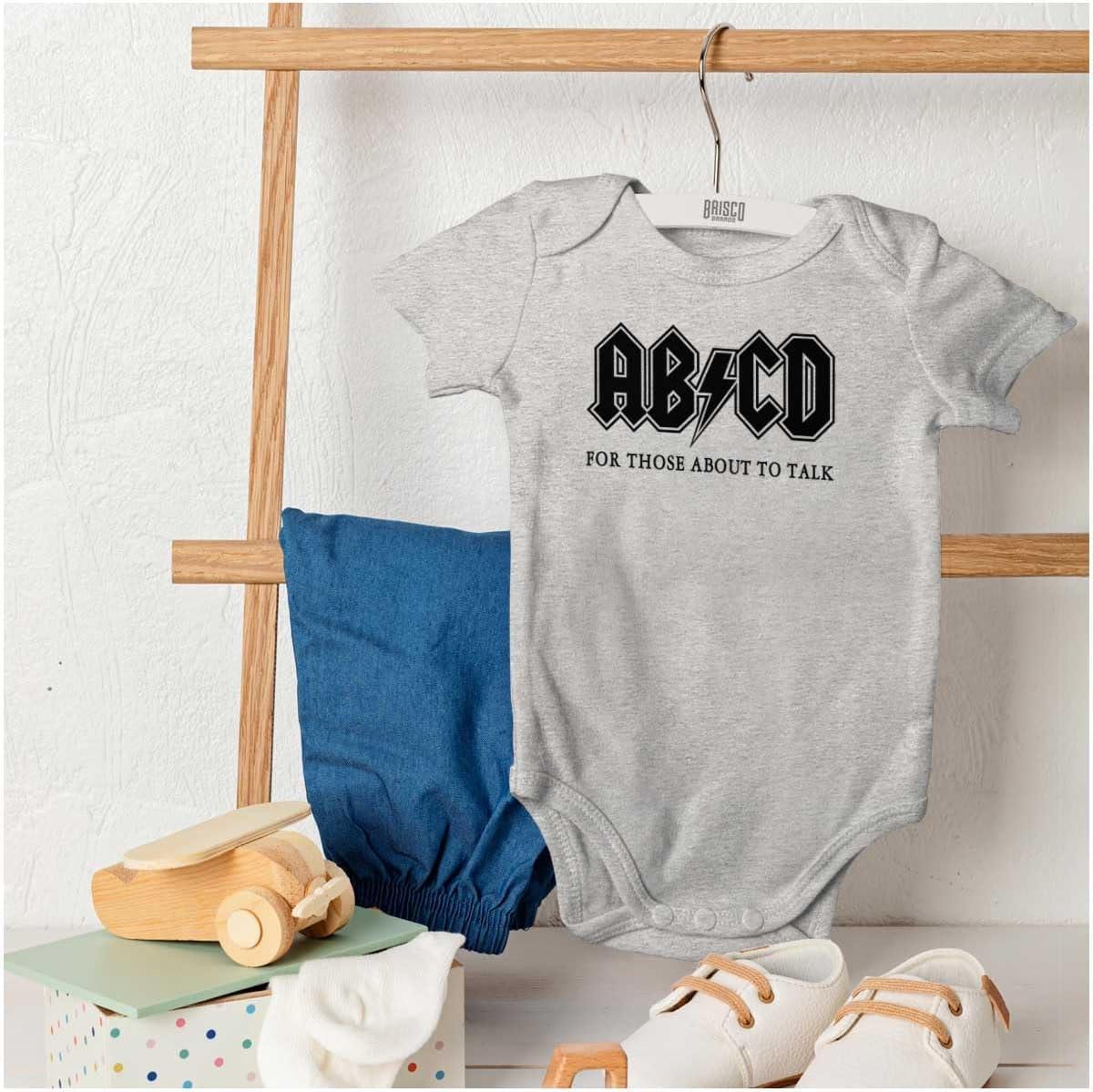 imageBrisco Brands Cutest Lil Rockstar Music Lover ABCD Baby Romper Boys or GirlsAbcd Heather