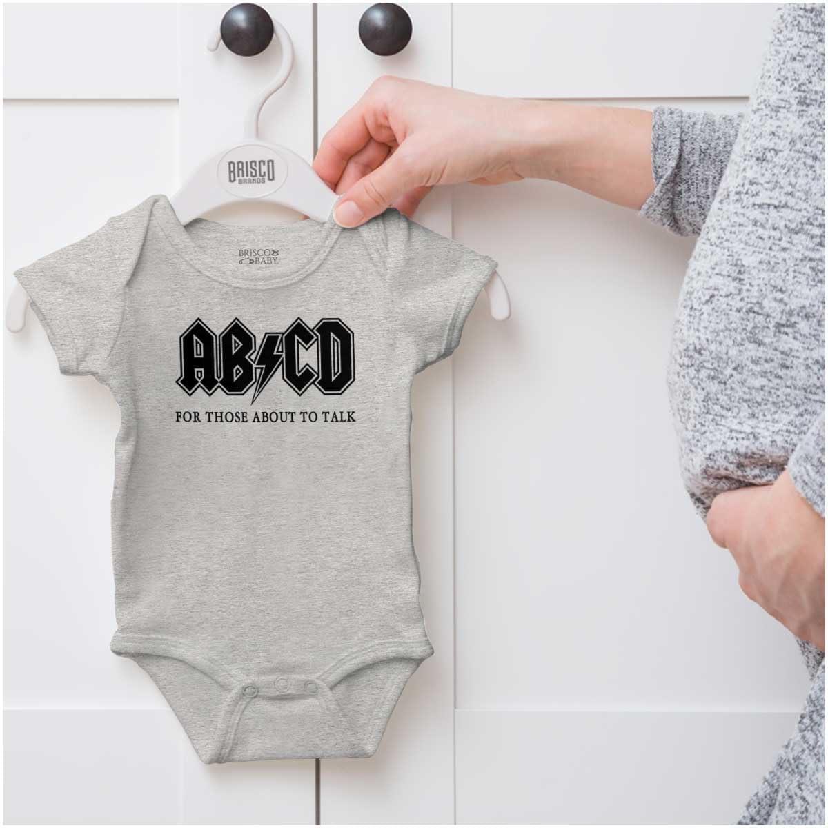 imageBrisco Brands Cutest Lil Rockstar Music Lover ABCD Baby Romper Boys or GirlsAbcd Heather