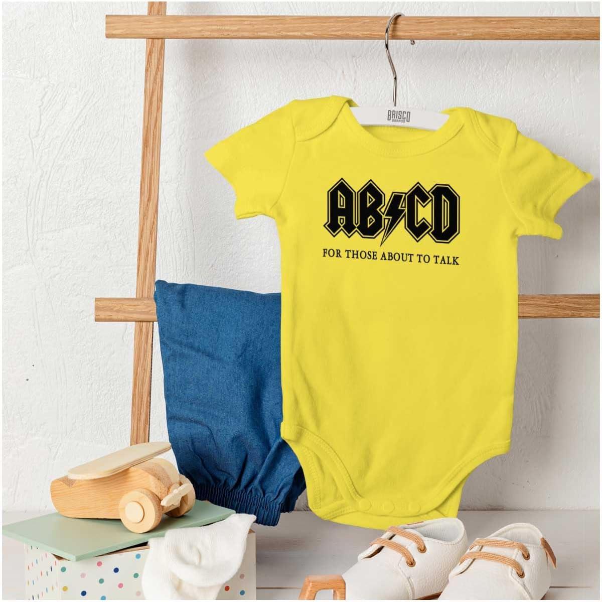 imageBrisco Brands Cutest Lil Rockstar Music Lover ABCD Baby Romper Boys or GirlsAbcd Zest
