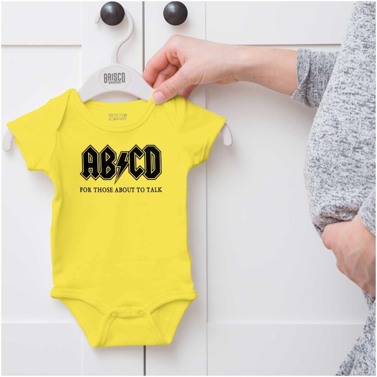 imageBrisco Brands Cutest Lil Rockstar Music Lover ABCD Baby Romper Boys or GirlsAbcd Zest