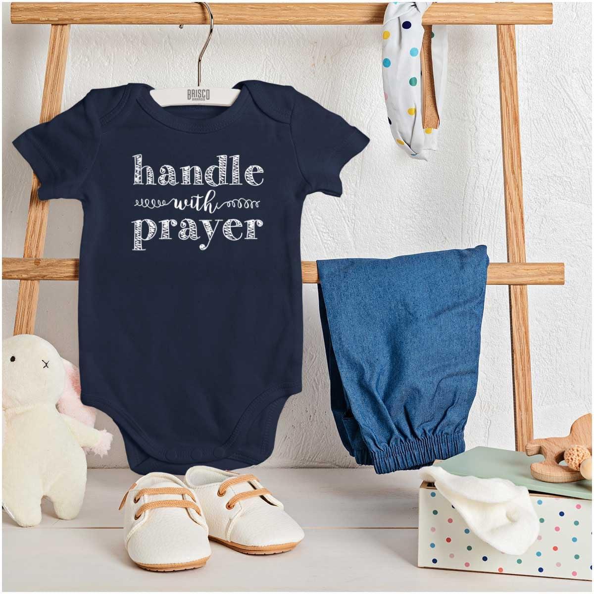 imageBrisco Brands Handle Prayer Religious Christian Baby Bodysuit Jumper GirlsNavy