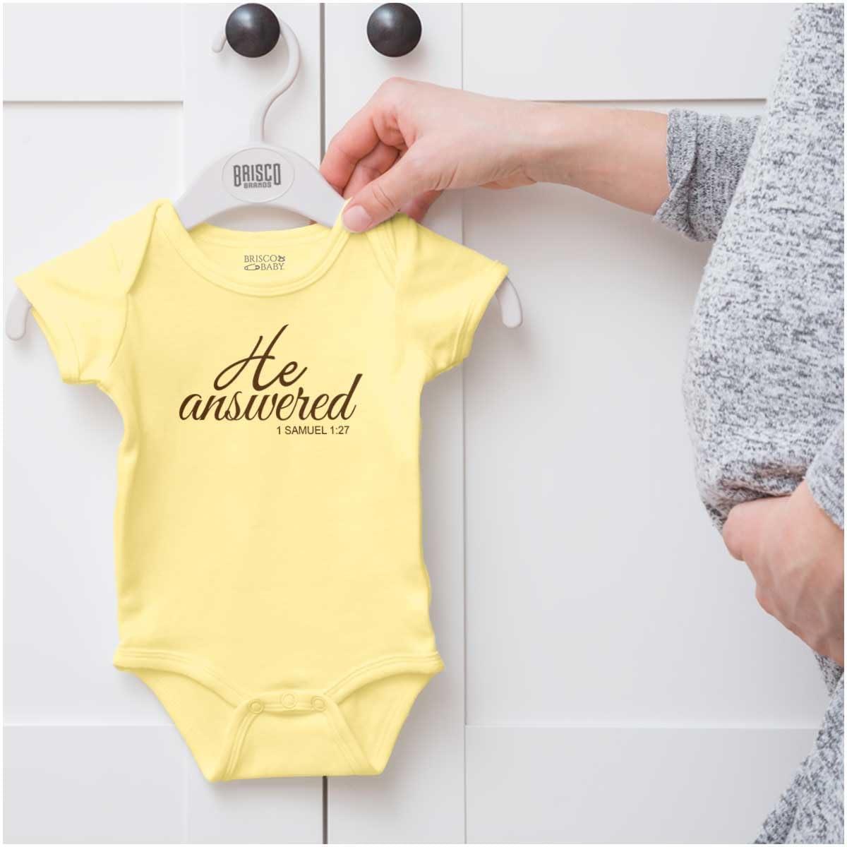 imageBrisco Brands He Answered Samuel 117 Christian Baby Bodysuit Jumper GirlsBanana