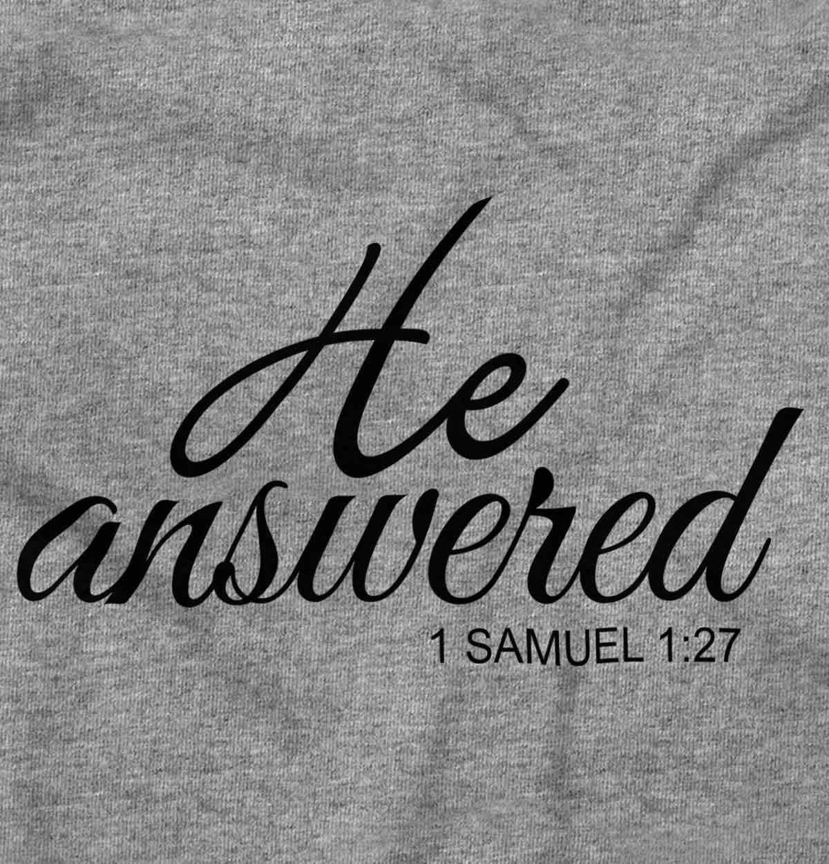 imageBrisco Brands He Answered Samuel 117 Christian Baby Bodysuit Jumper GirlsHeather