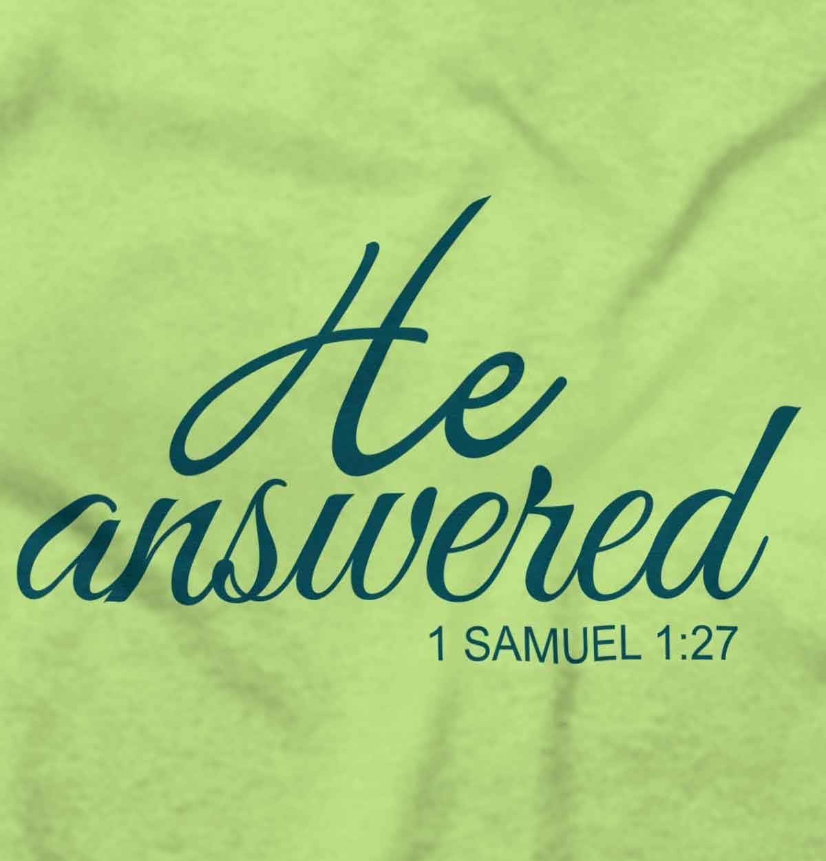 imageBrisco Brands He Answered Samuel 117 Christian Baby Bodysuit Jumper GirlsKey Lime
