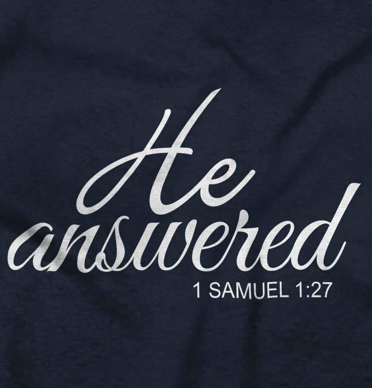 imageBrisco Brands He Answered Samuel 117 Christian Baby Bodysuit Jumper GirlsNavy