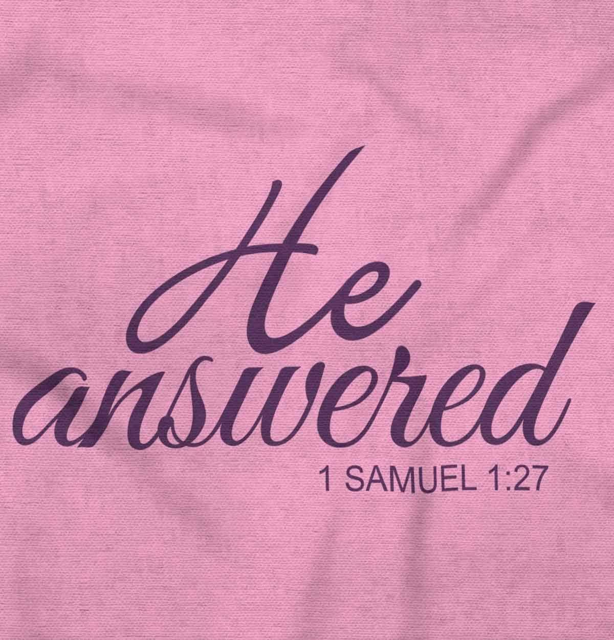 imageBrisco Brands He Answered Samuel 117 Christian Baby Bodysuit Jumper GirlsPink