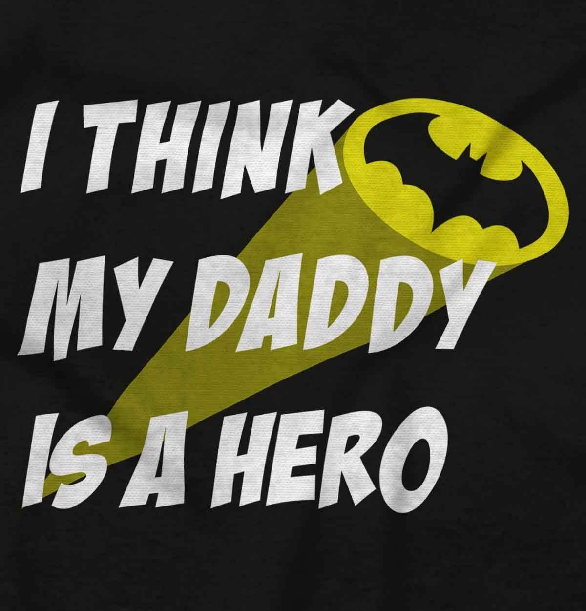 imageBrisco Brands I Think My Daddy is a Hero Superhero Baby Romper Boys or GirlsBlack