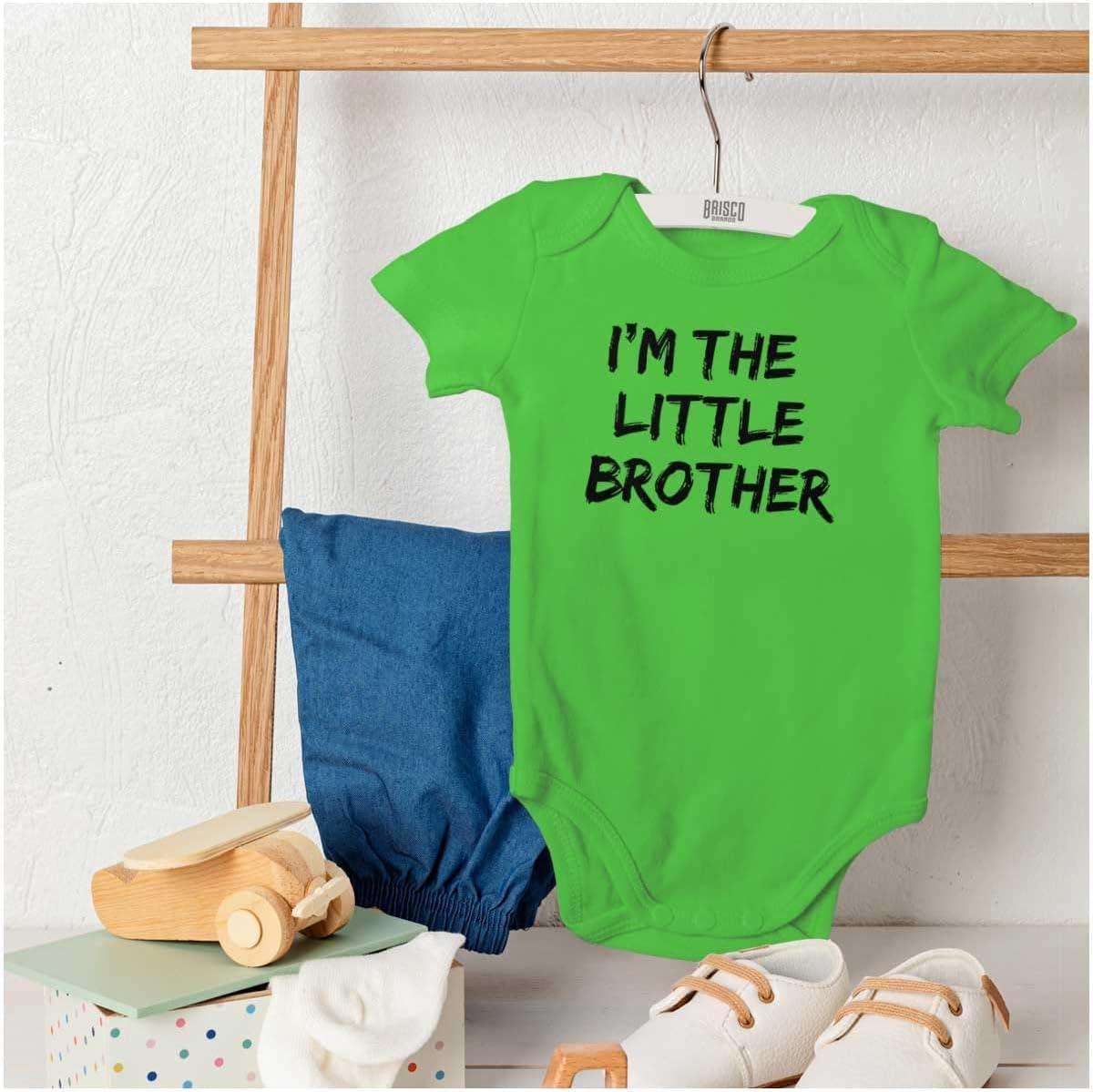 imageBrisco Brands Im the Little Brother Siblings Baby Bodysuit Jumper BoysApple