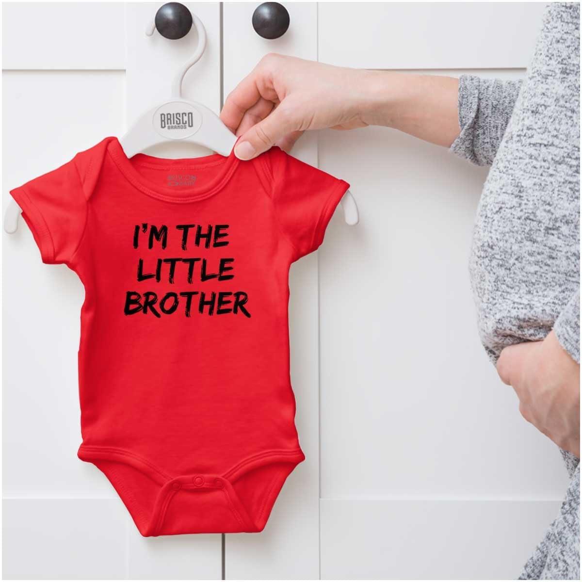 imageBrisco Brands Im the Little Brother Siblings Baby Bodysuit Jumper BoysRed
