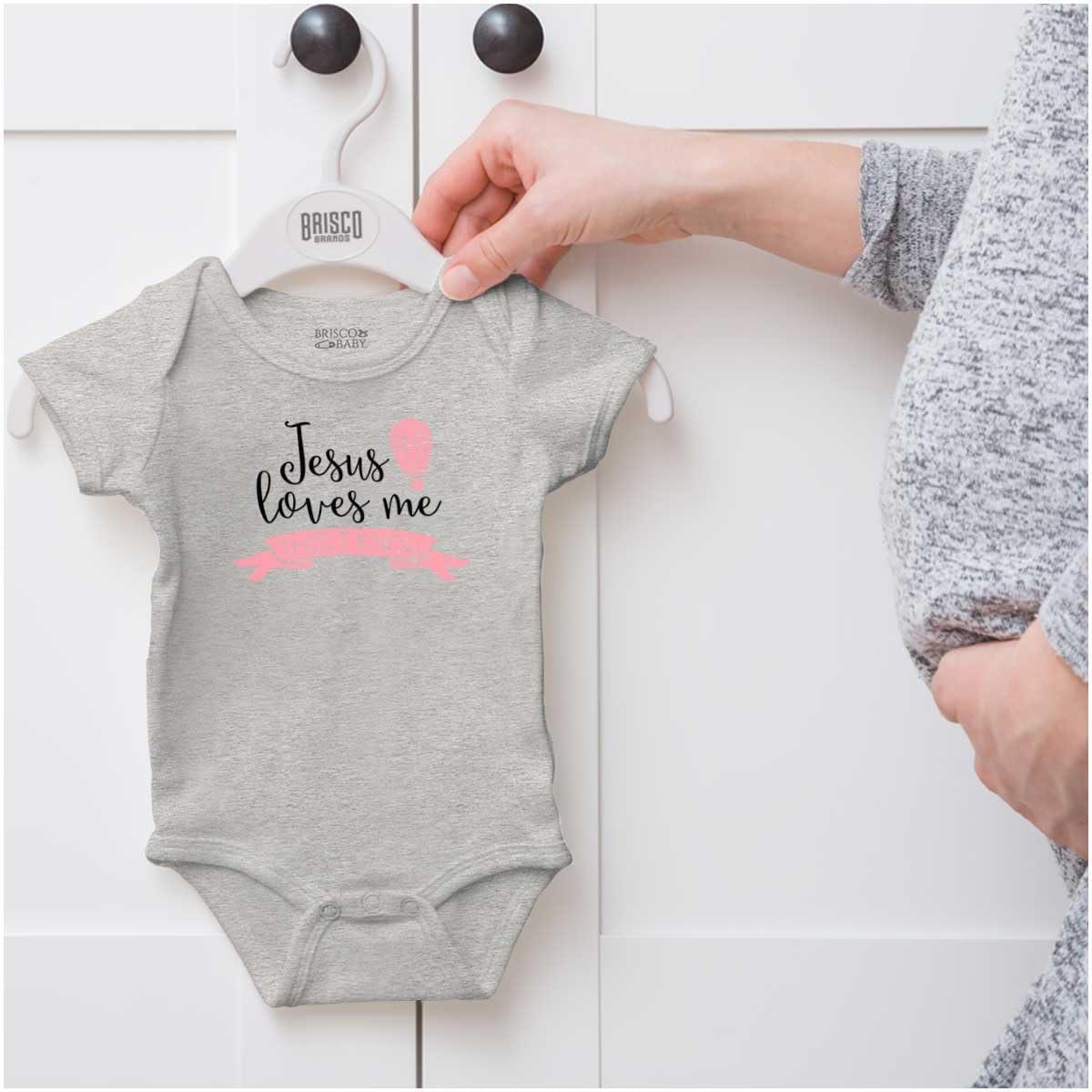 imageBrisco Brands Jesus Loves Me This I Know Christian Baby Bodysuit Jumper GirlsHeather