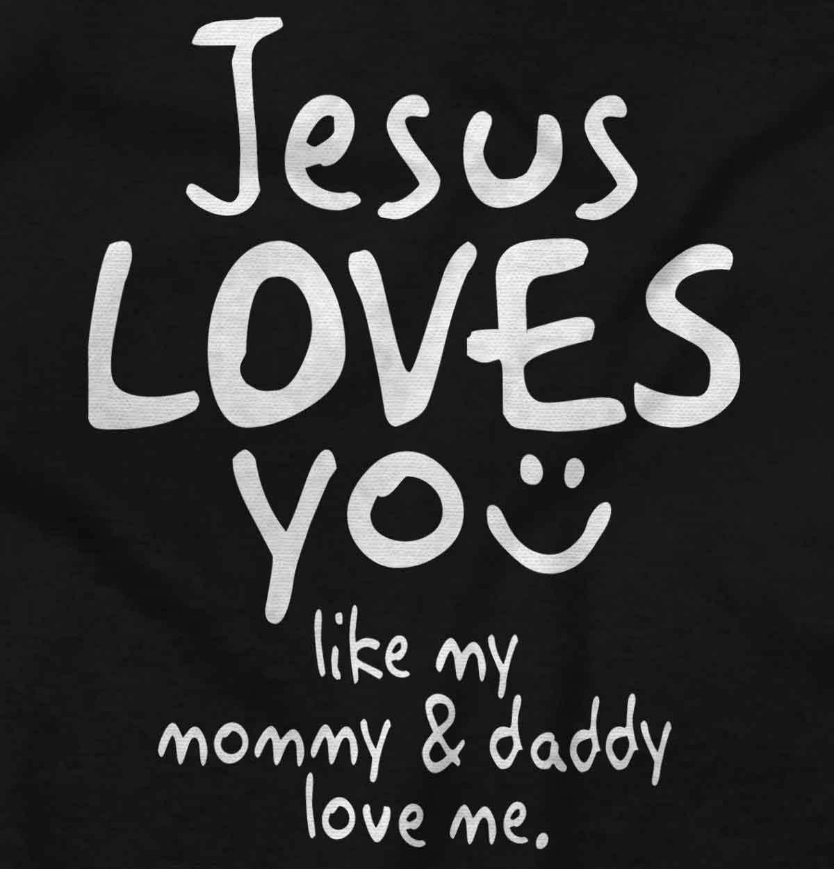imageBrisco Brands Jesus Loves You Christian Religious Baby Bodysuit Jumper GirlsBlack