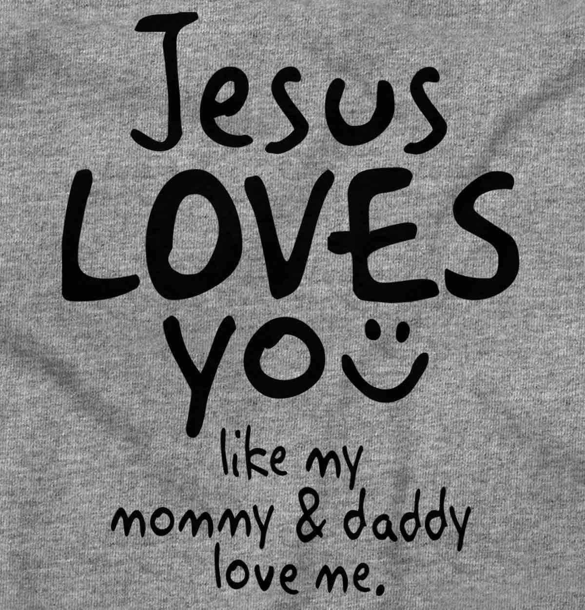 imageBrisco Brands Jesus Loves You Christian Religious Baby Bodysuit Jumper GirlsHeather