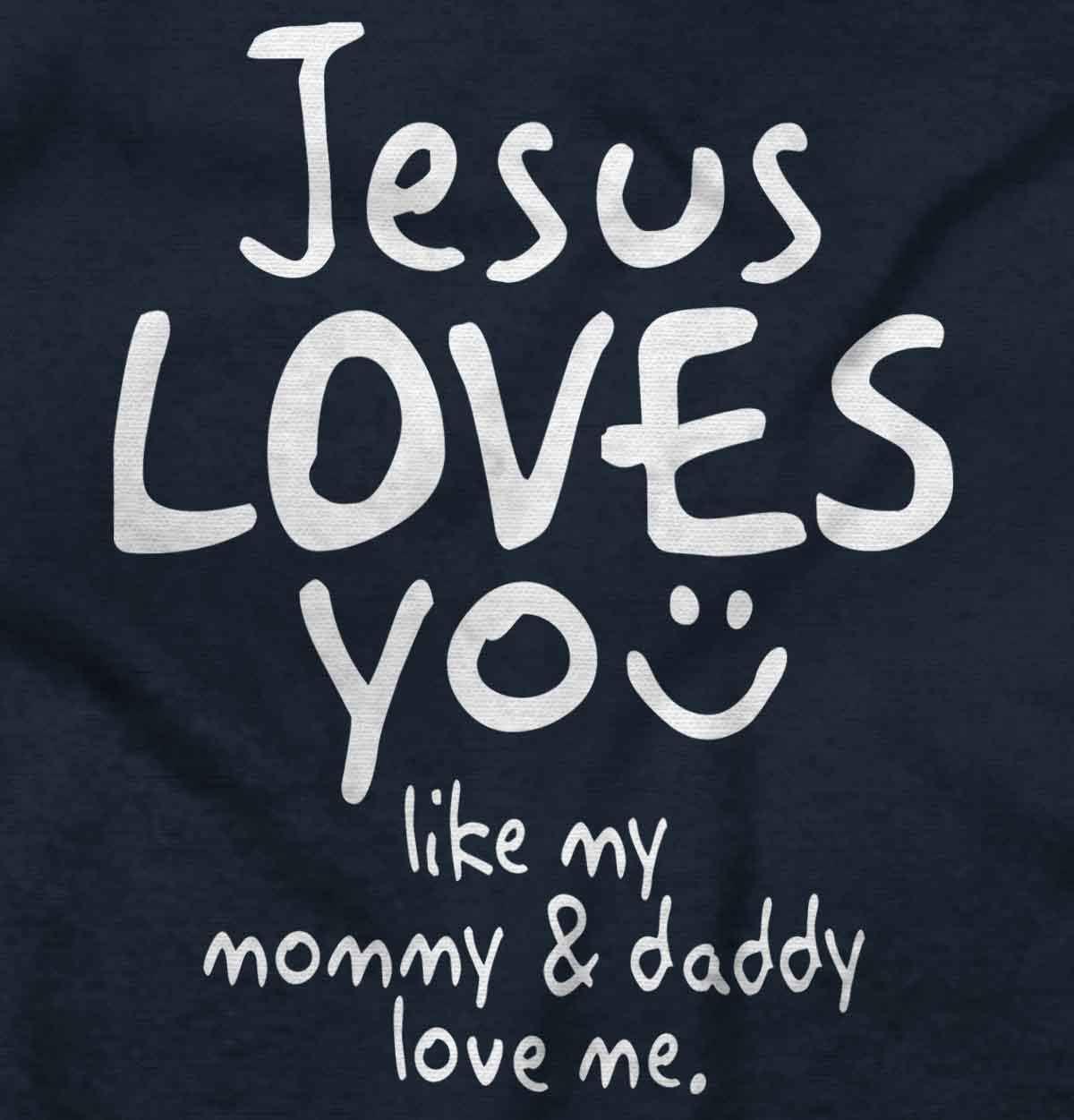 imageBrisco Brands Jesus Loves You Christian Religious Baby Bodysuit Jumper GirlsNavy