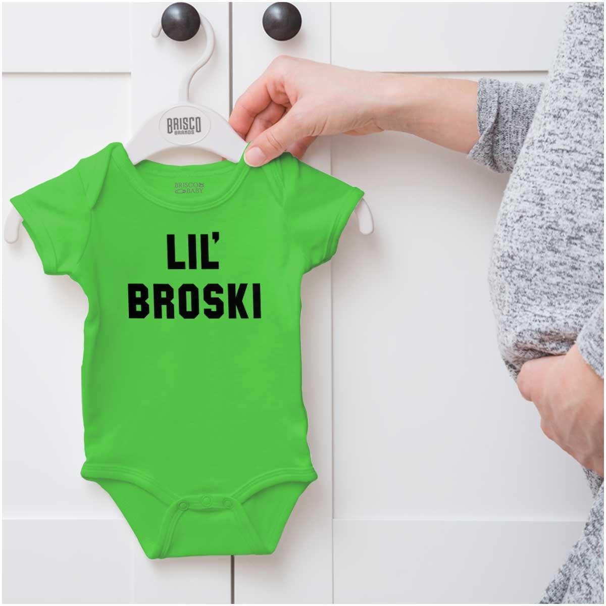 imageBrisco Brands Lil Broski Funny Younger Brother Baby Bodysuit Jumper BoysApple