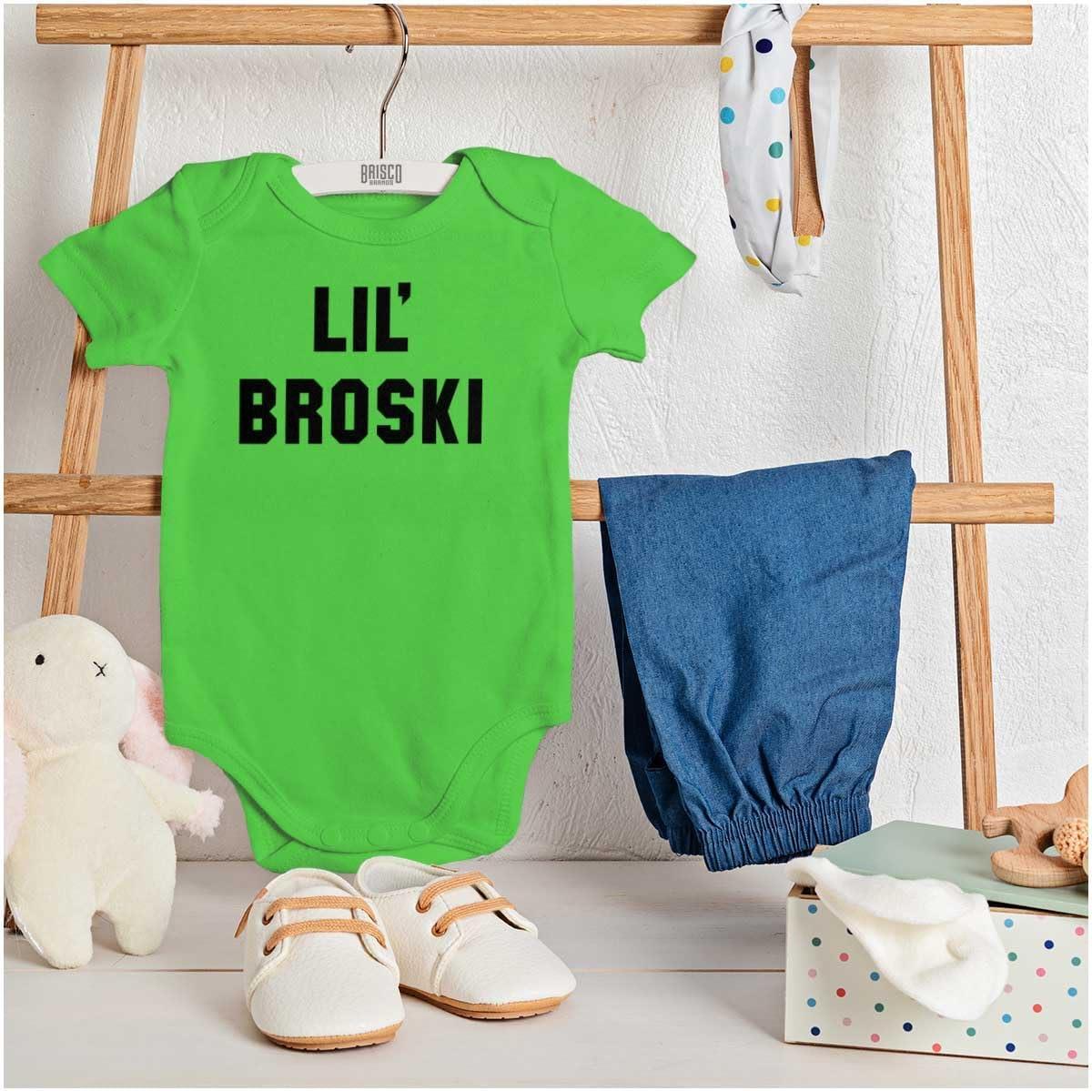 imageBrisco Brands Lil Broski Funny Younger Brother Baby Bodysuit Jumper BoysApple
