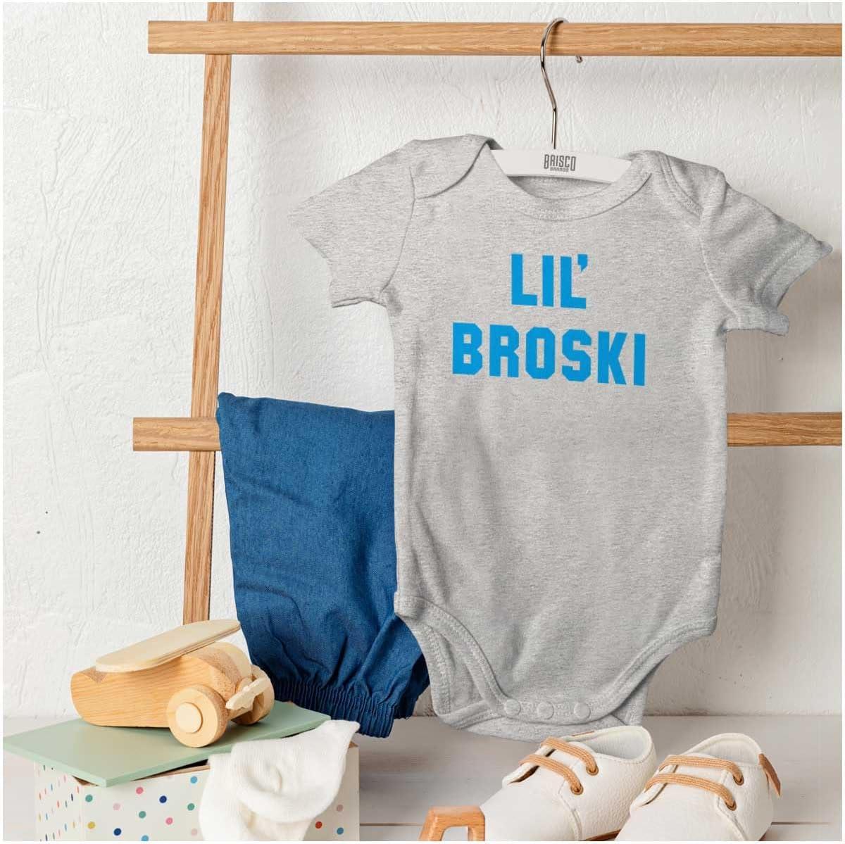 imageBrisco Brands Lil Broski Funny Younger Brother Baby Bodysuit Jumper BoysHeather