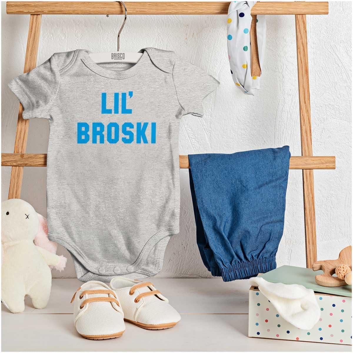 imageBrisco Brands Lil Broski Funny Younger Brother Baby Bodysuit Jumper BoysHeather