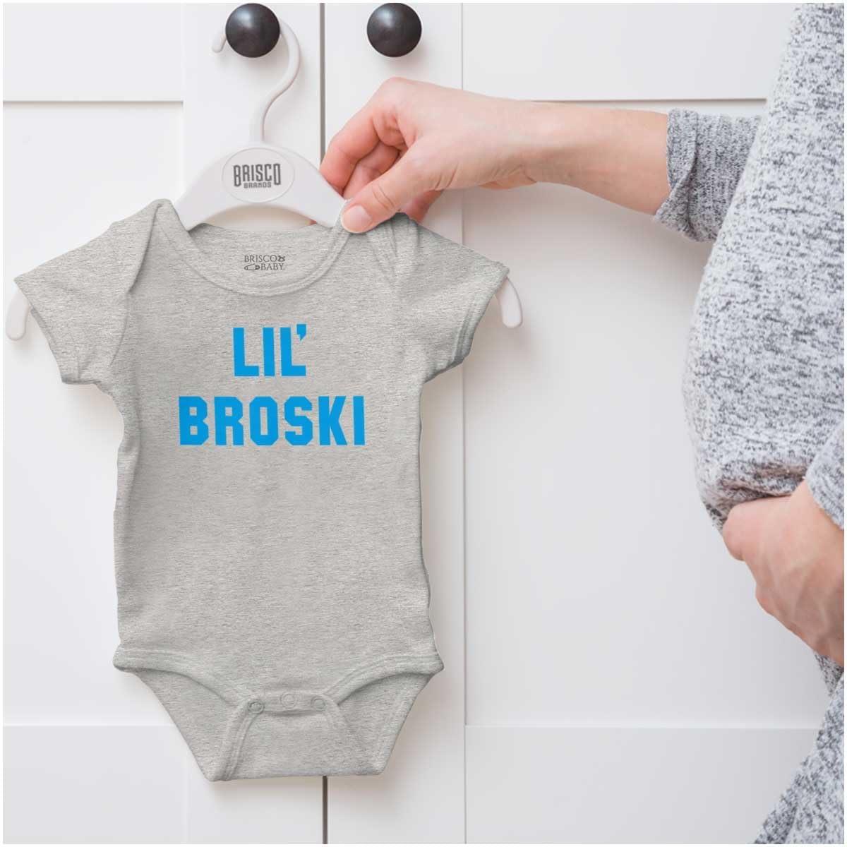 imageBrisco Brands Lil Broski Funny Younger Brother Baby Bodysuit Jumper BoysHeather