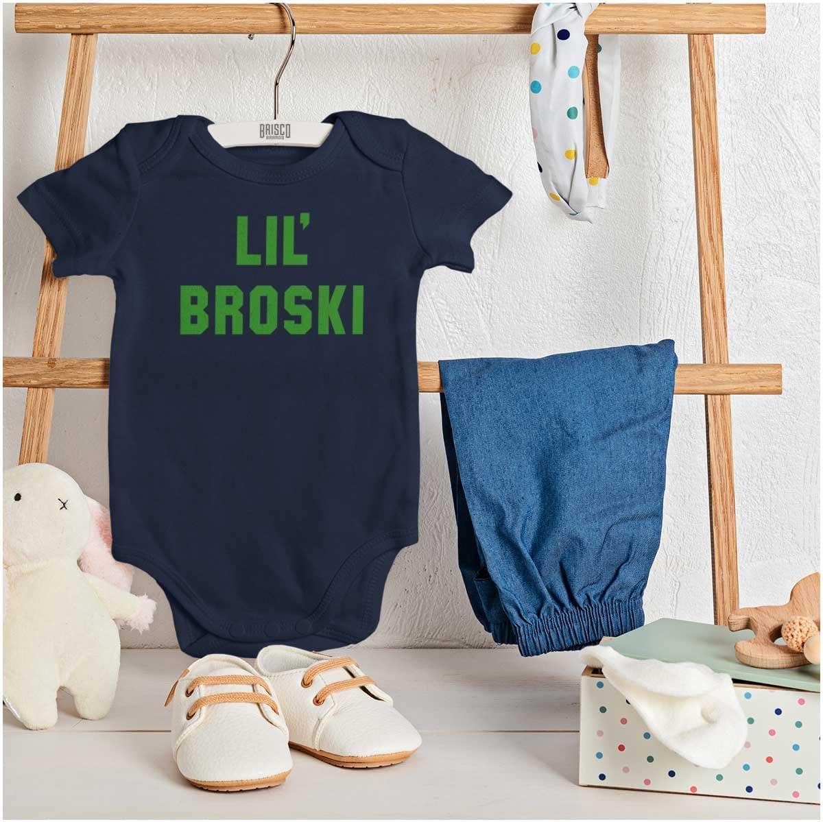imageBrisco Brands Lil Broski Funny Younger Brother Baby Bodysuit Jumper BoysNavy