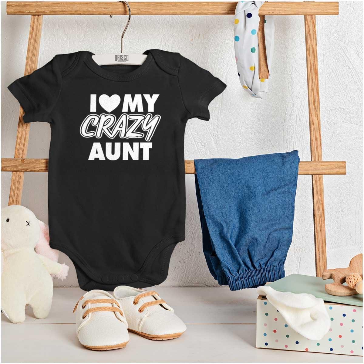 imageBrisco Brands Love My Crazy Aunt Funny Cool Auntie Baby Romper Boys or GirlsBlack