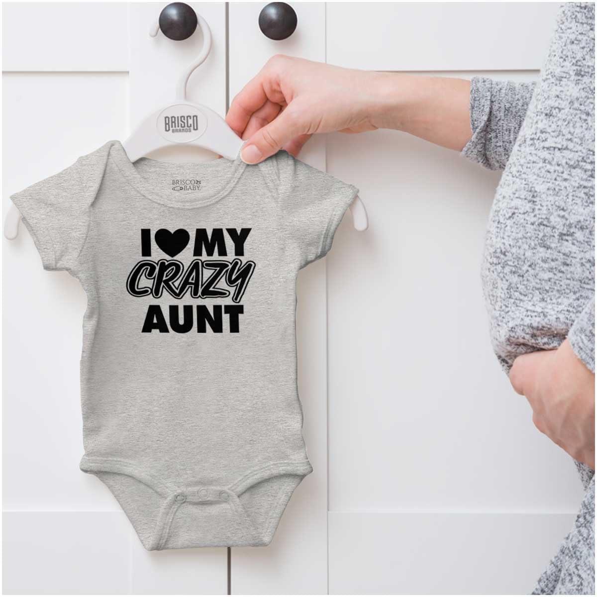imageBrisco Brands Love My Crazy Aunt Funny Cool Auntie Baby Romper Boys or GirlsHeather