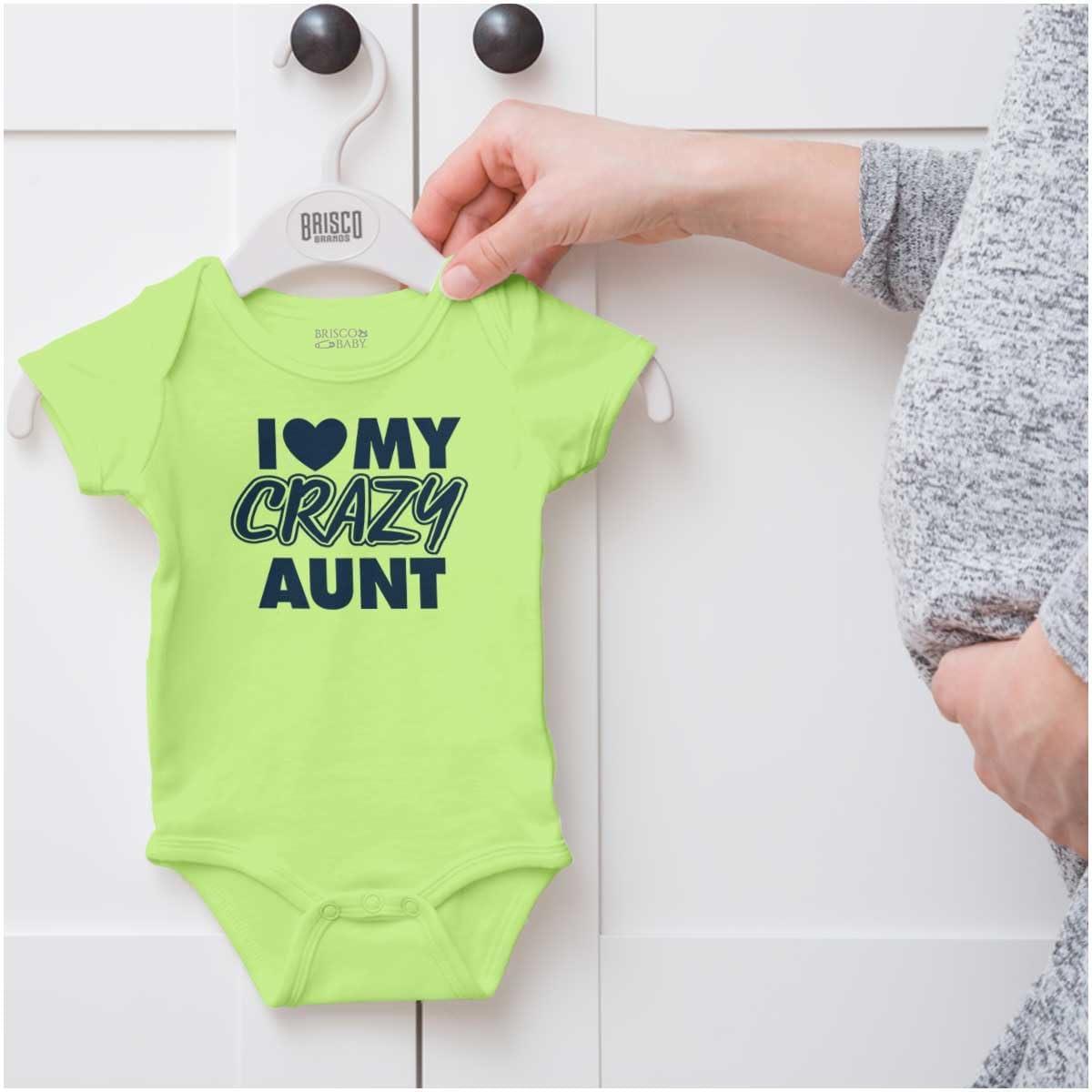 imageBrisco Brands Love My Crazy Aunt Funny Cool Auntie Baby Romper Boys or GirlsKey Lime